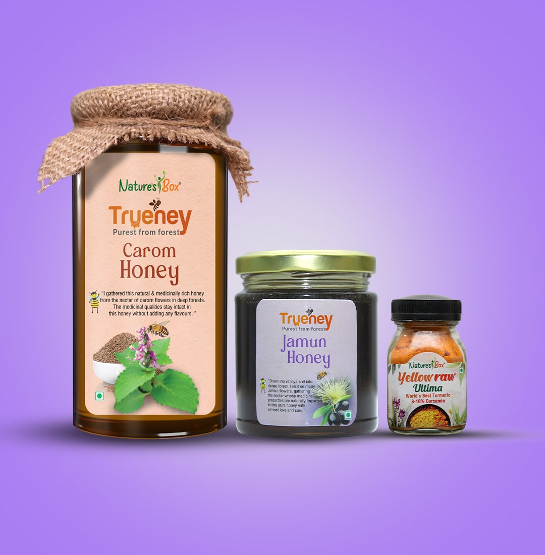 Pack of Trueney Honey 500 gms (Carom/Eucalyptus), Trueney Honey 250 gms & Yellowraw Ultima 33 gms