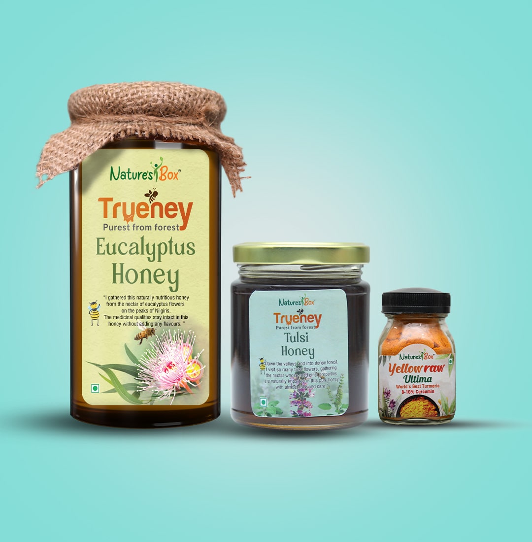 Pack of Trueney Honey 500 gms (Carom/Eucalyptus), Trueney Honey 250 gms & Yellowraw Ultima 33 gms